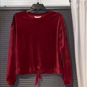 Lauren Conrad Drawstring Hem Velvet Sweatshirt